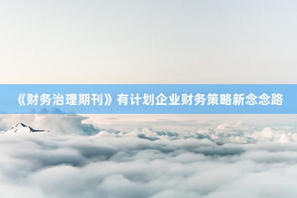 《财务治理期刊》有计划企业财务策略新念念路