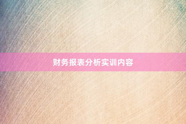 财务报表分析实训内容